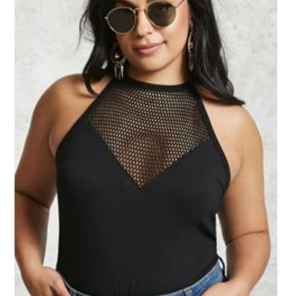 F21 Plus size mesh-panel bodysuit - Picture 1 of 7